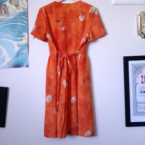 Orange Floral Summer Dress - Picture 2 of 5
